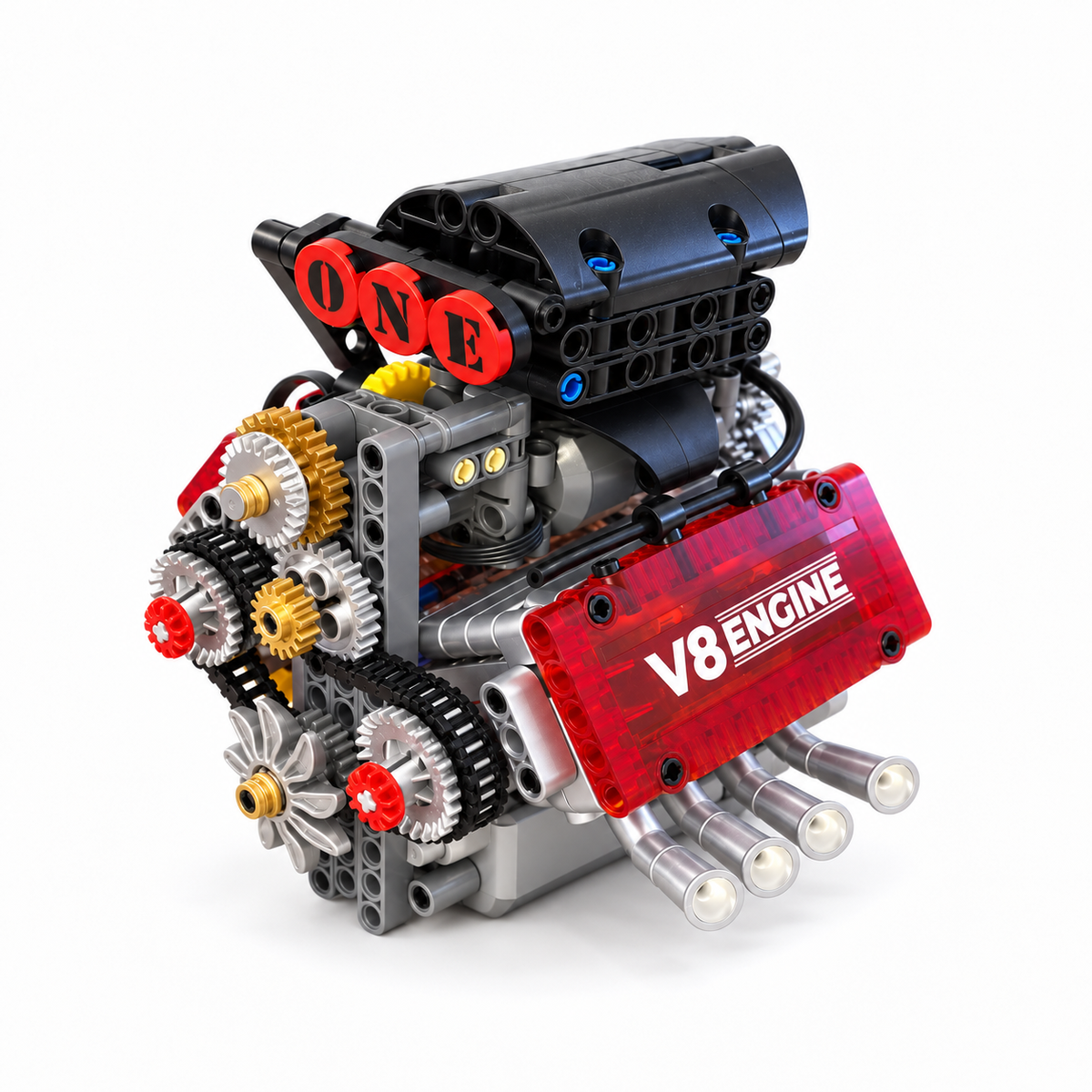 V8 Engine Building Block Kit | 478-Piece Motorized Model