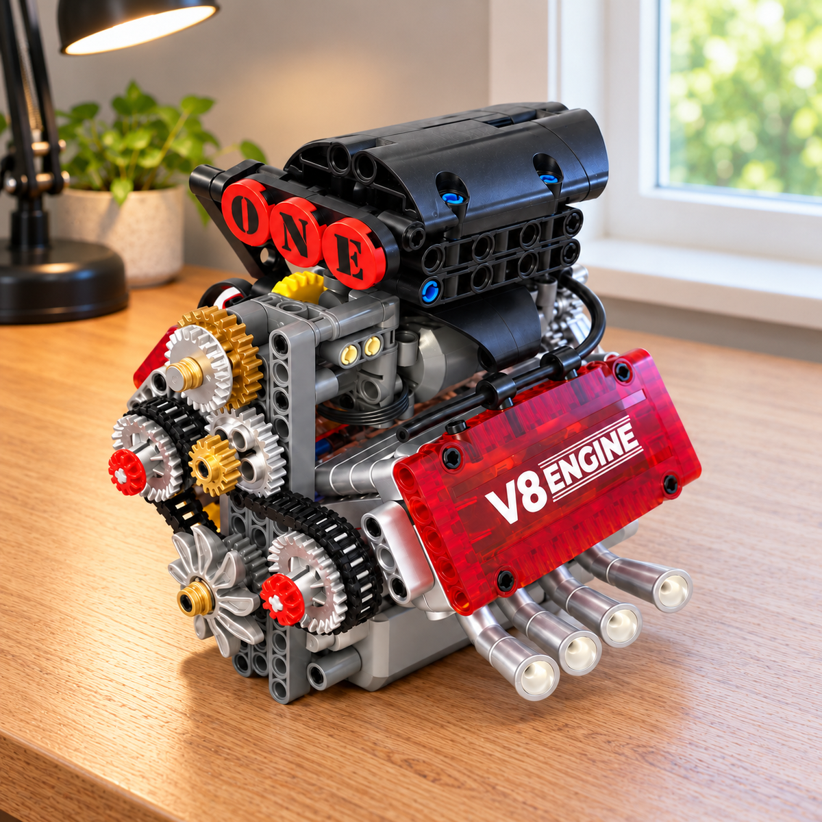 V8 Engine Building Block Kit | 478-Piece Motorized Model