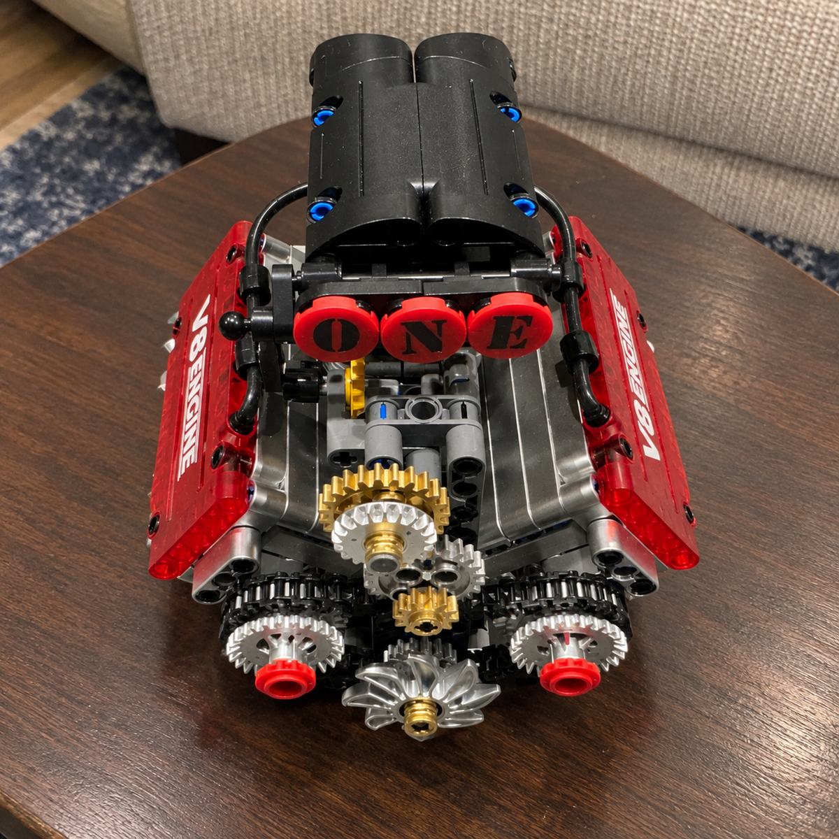V8 Engine Building Block Kit | 478-Piece Motorized Model