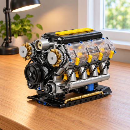 V8 Engine Model Kit – 905-Piece Motorized Build