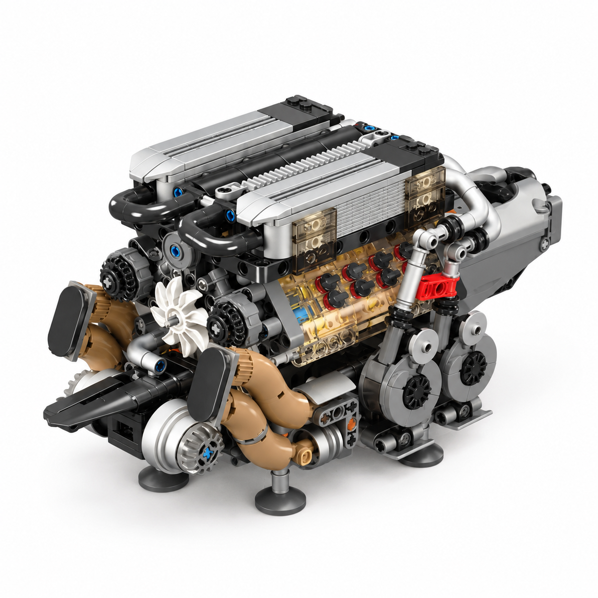 W16 Engine Building Block Kit | Motorized Model