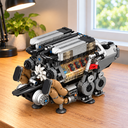 W16 Engine Building Block Kit | Motorized Model