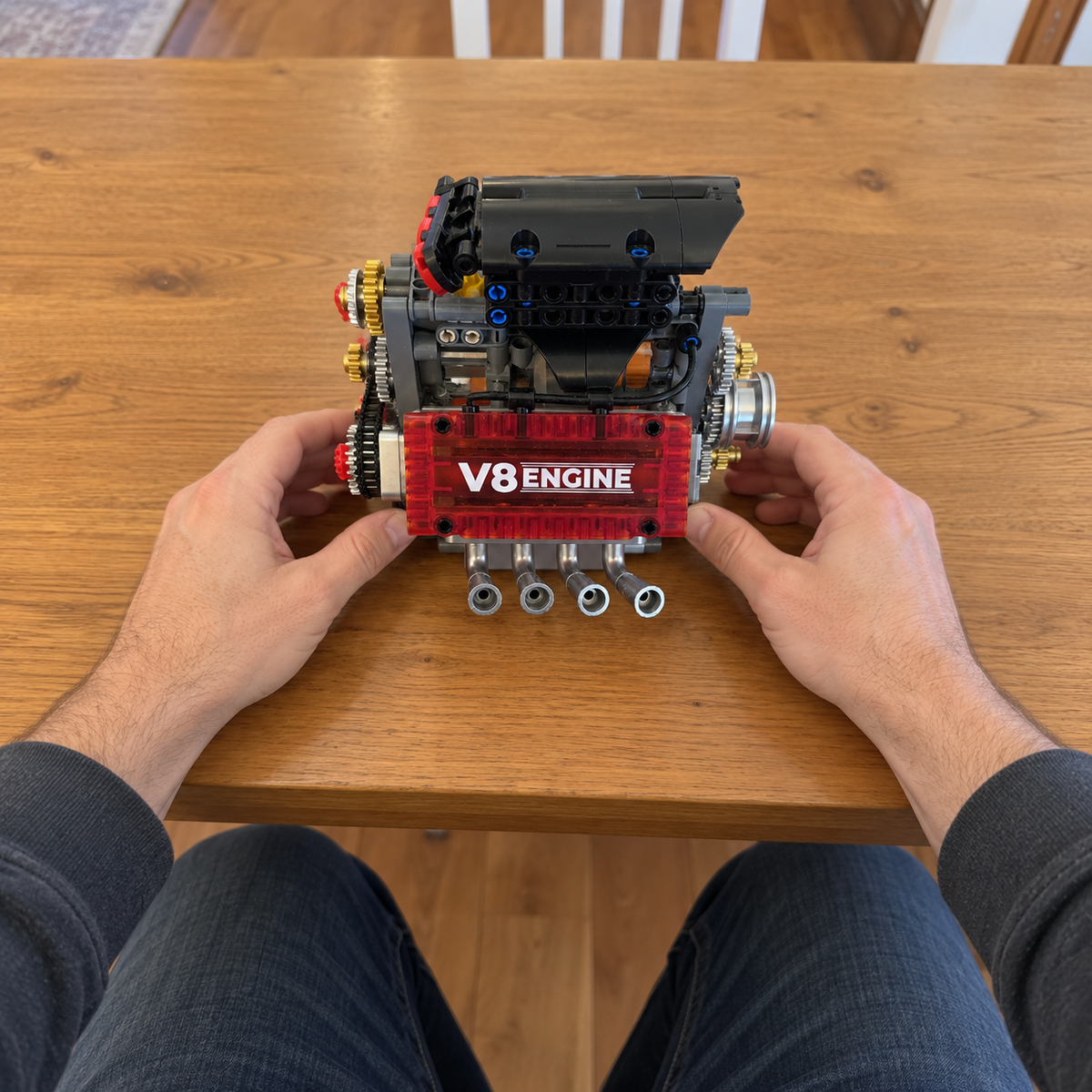 V8 Engine Building Block Kit | 478-Piece Motorized Model