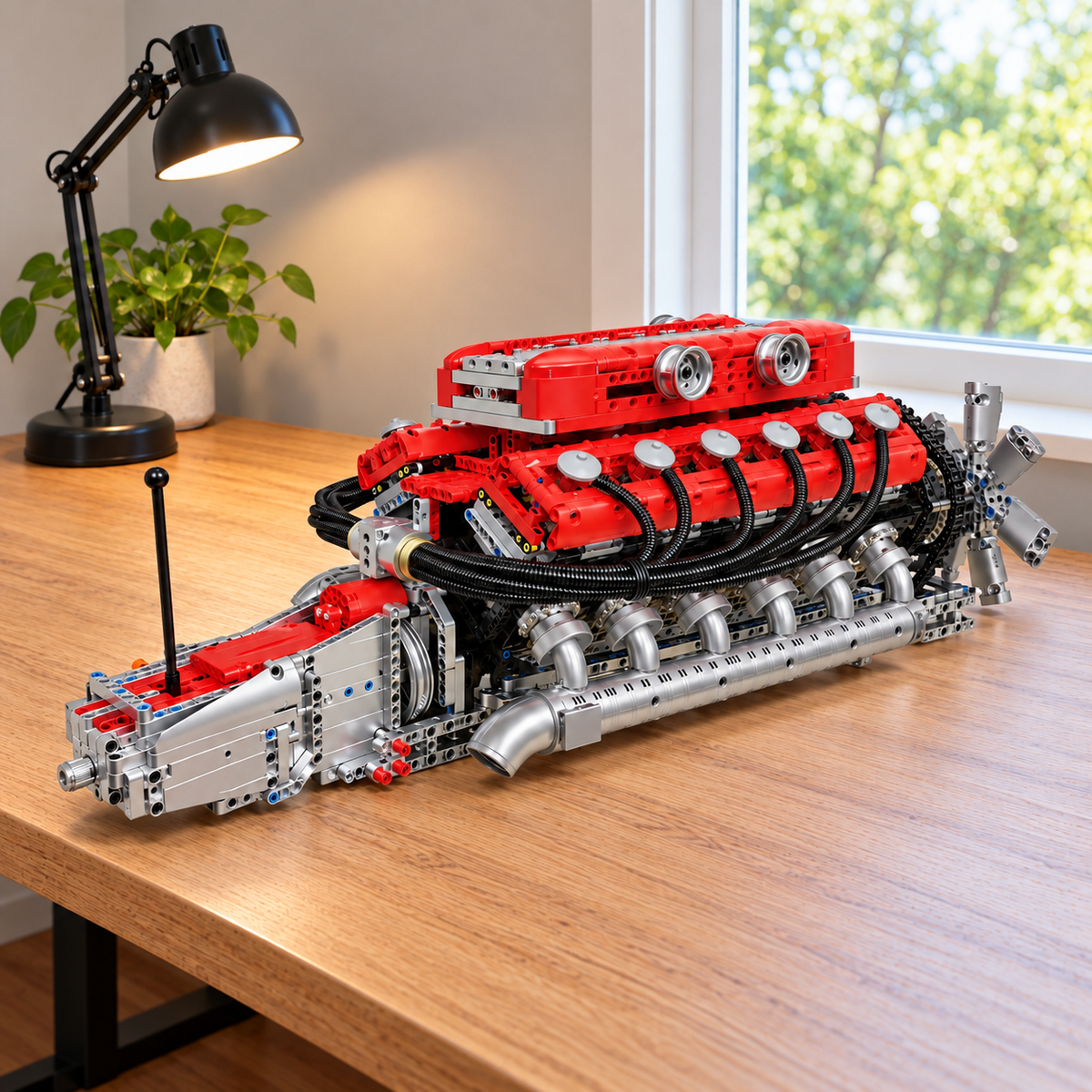V12 Engine Building Block Kit | 3,472-Piece Motorized Model