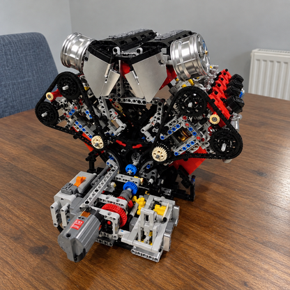 V8 Engine Building Block Kit | 2,718-Piece Motorized Model
